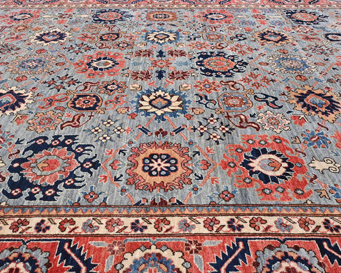 9x12 Gray Rust Aryana Afghan Hand Knotted Veg Dye Wool Area Rug